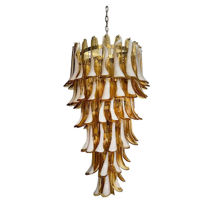 Mid-Century White Horseshoe Handcrafted Murano Glass Chandelier – 60