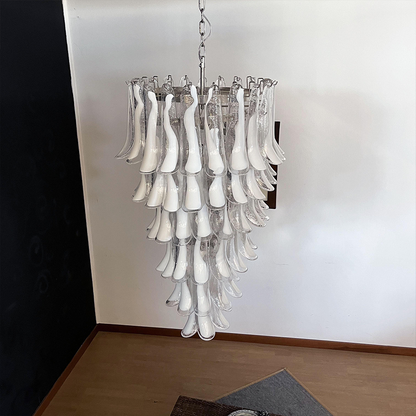 Mid-Century White Horseshoe Handcrafted Murano Glass Chandelier – 60