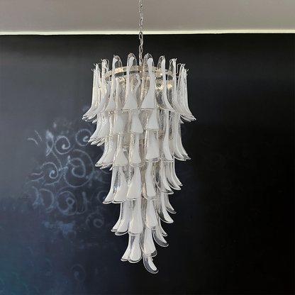 Mid-Century White Horseshoe Handcrafted Murano Glass Chandelier – 60