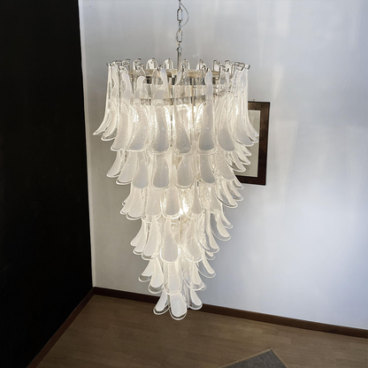Mid-Century White Horseshoe Handcrafted Murano Glass Chandelier – 60