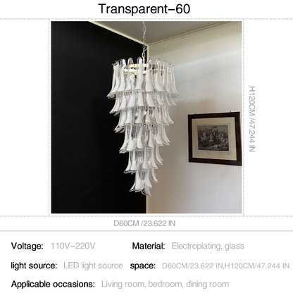 Mid-Century White Horseshoe Handcrafted Murano Glass Chandelier – 60
