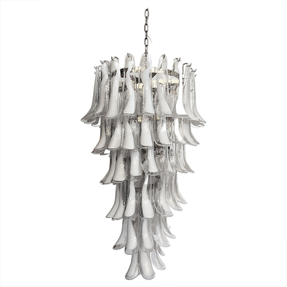 Mid-Century White Horseshoe Handcrafted Murano Glass Chandelier – 60