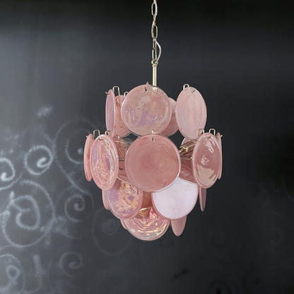Mid-Century Vintage Glass Disc Chandelier | Handmade Round Textured Glass Pendant Light for Living Room & Dining Room