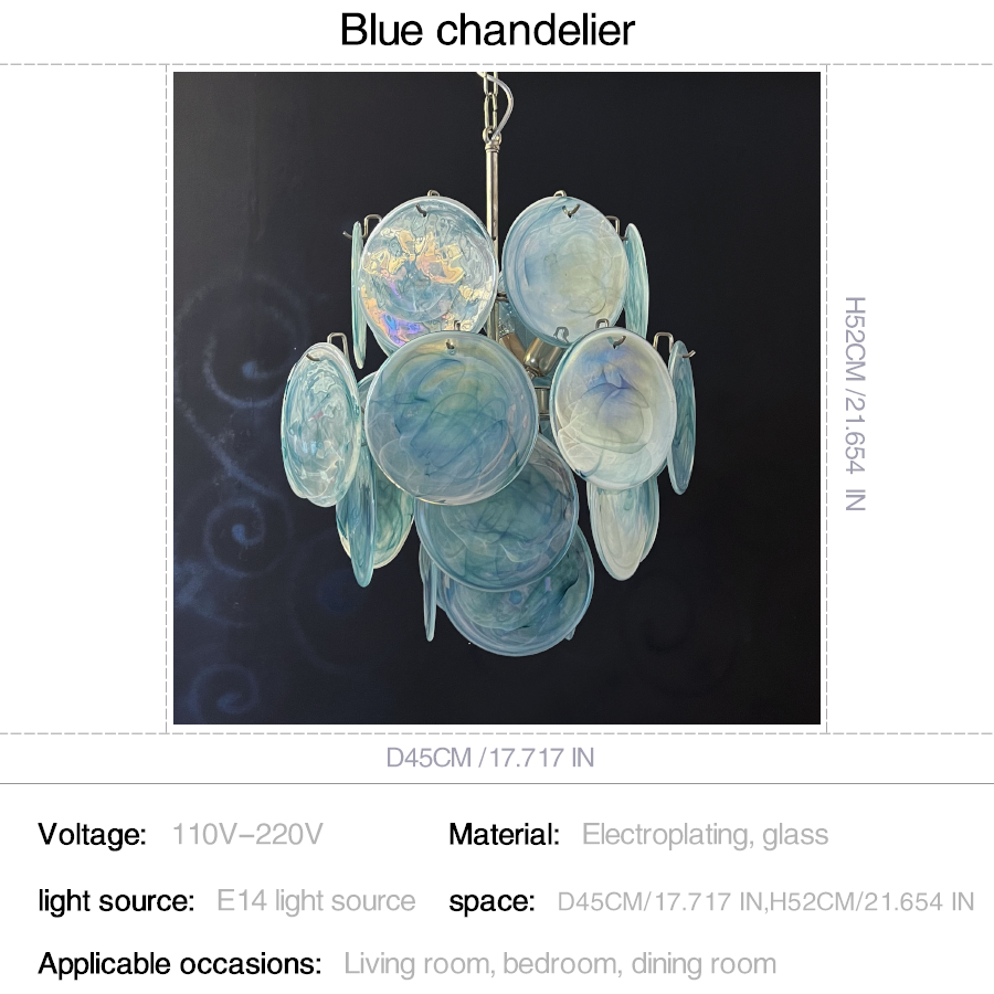 Mid-Century Vintage Glass Disc Chandelier | Handmade Round Textured Glass Pendant Light for Living Room & Dining Room