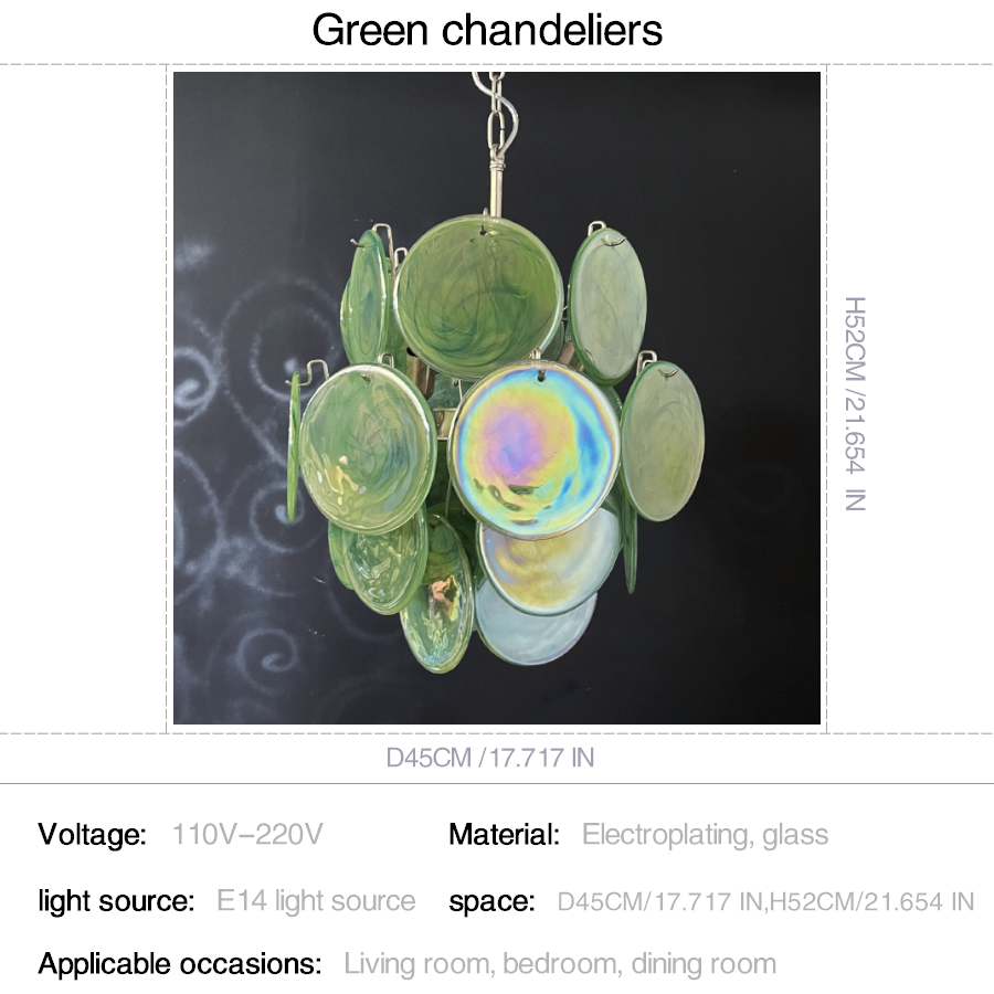 Mid-Century Vintage Glass Disc Chandelier | Handmade Round Textured Glass Pendant Light for Living Room & Dining Room