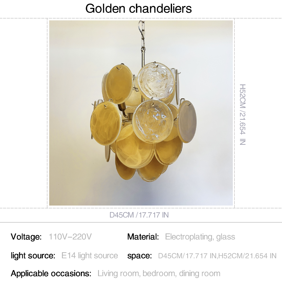 Mid-Century Vintage Glass Disc Chandelier | Handmade Round Textured Glass Pendant Light for Living Room & Dining Room
