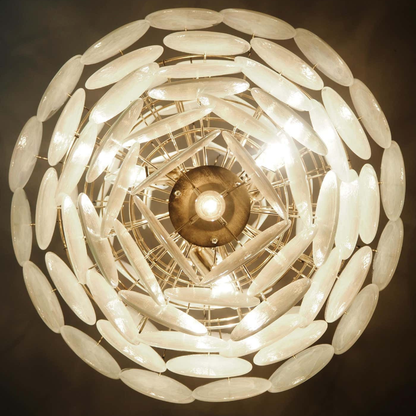 Mid-Century Modern Handcrafted Glass Chandelier for High Ceilings | Luxury Vintage Pendant Light