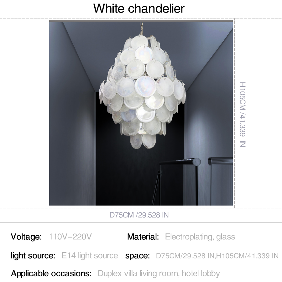 Mid-Century Modern Handcrafted Glass Chandelier for High Ceilings | Luxury Vintage Pendant Light