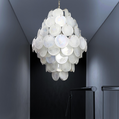 Mid-Century Modern Handcrafted Glass Chandelier for High Ceilings | Luxury Vintage Pendant Light
