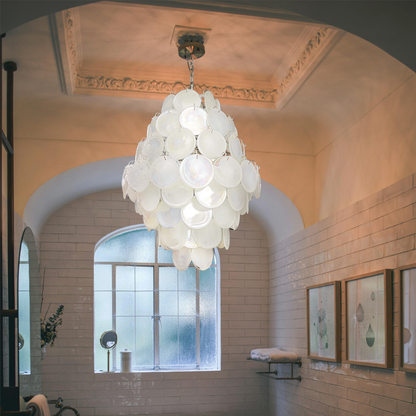 Mid-Century Modern Handcrafted Glass Chandelier for High Ceilings | Luxury Vintage Pendant Light