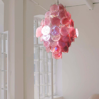 Mid-Century Modern Handcrafted Glass Chandelier for High Ceilings | Luxury Vintage Pendant Light